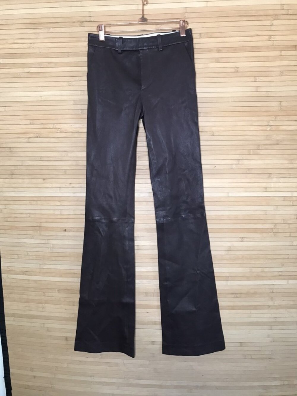 STAUD Hanover leather slim cut boot pants Brown sz Small S 27x36 long READ